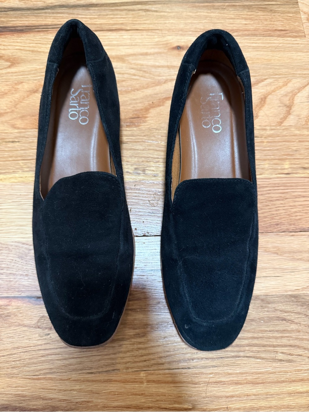 Franco Sarto Black Suede Slip-On Loafers